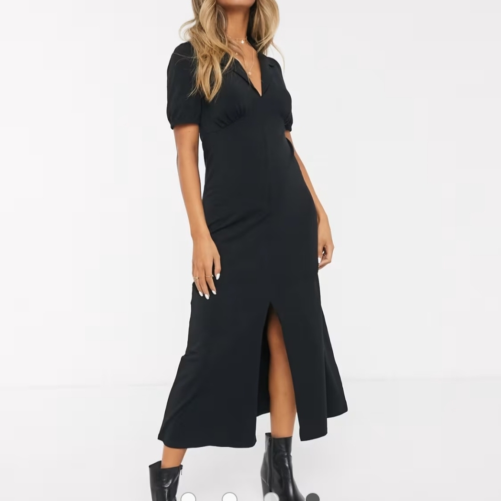 ASOS DESIGN ultimate midi tea dress with collar in black